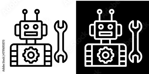 Robotics Icon Set White Style Collection