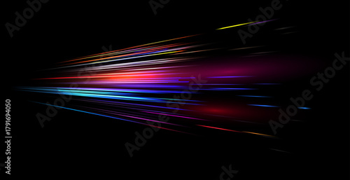 Abstract High-Speed Motion and Movement Background Banner Dynamic Light Trails with Motion Blur for Futuristic Technology Banner and Poster Design.