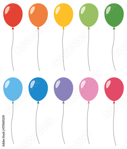 様々な形の風船アイコンのベクターイラストのセット