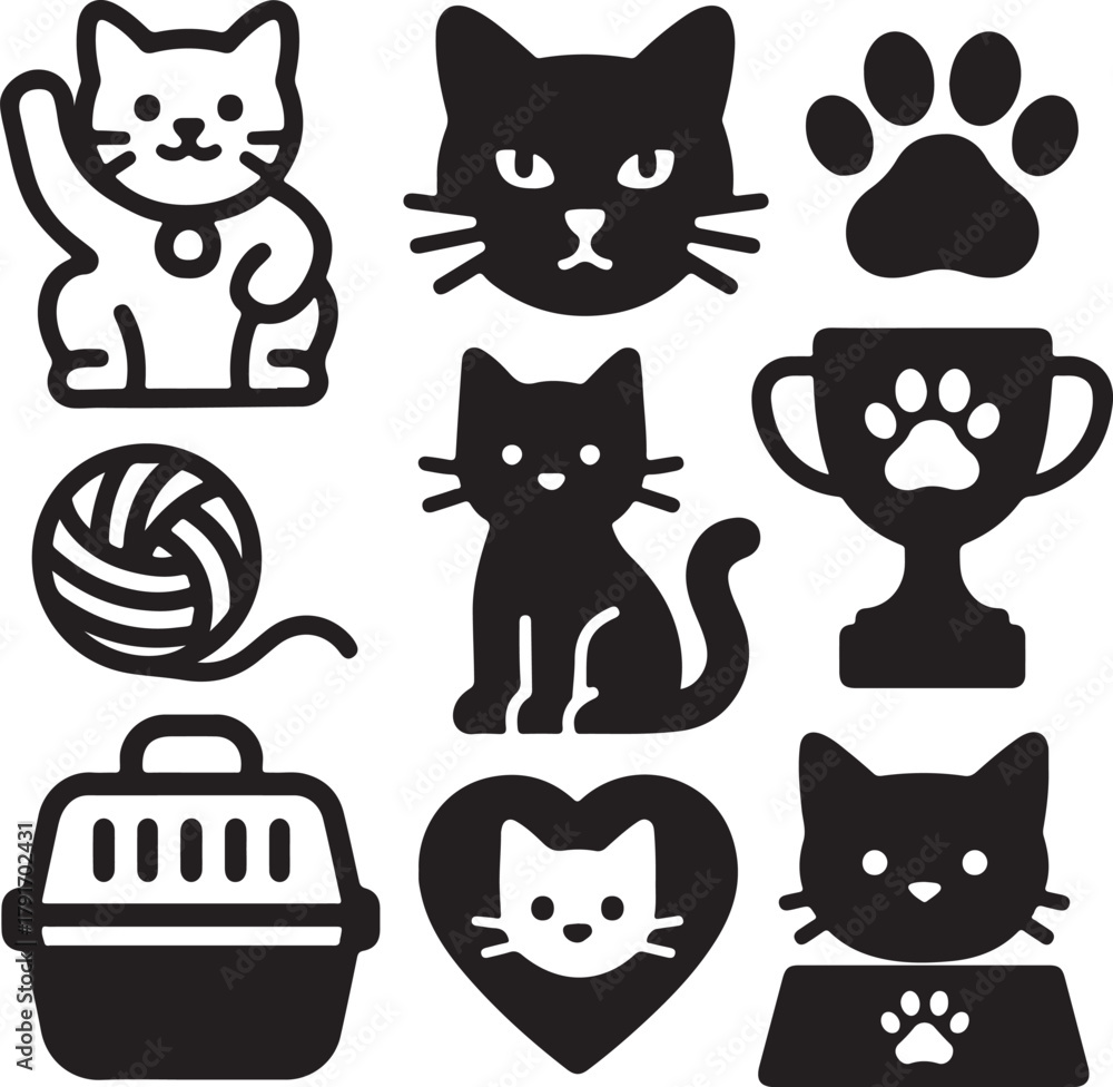 Obraz premium set of funny cats set of cats set of black cats