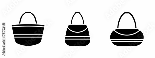 Shopping bag icon set. Vector symbol. Illustration of bag shop, bag. Bag. Vector illustration. Stock vector