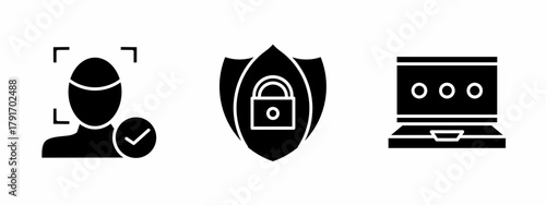 Cyber security icon set. Vector symbol. Illustration of security,. Cyber security. Vector illustration. Stock vector