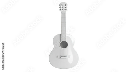 Rendered white acoustic guitar on a black background, centered and isolated
