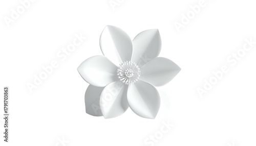 A meticulously crafted, stark white paper flower against a solid black backdrop