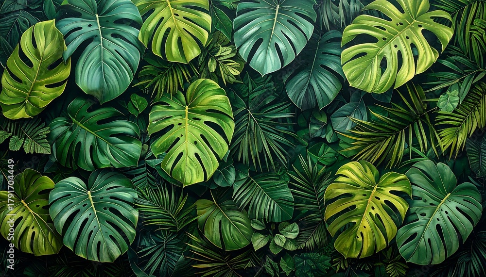 custom made wallpaper toronto digitalLush tropical foliage pattern