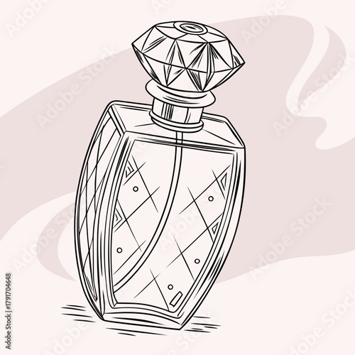 Elegant perfume bottle with a diamondshaped stopper