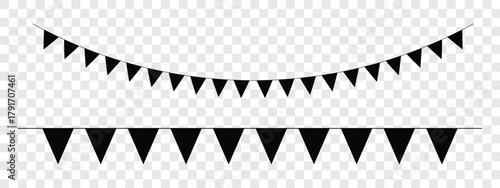black bunting flag, banner, ribbon with dots, design for birthday, party, celebration ,festival, carnival, decoration, sticker, card. Colorful Bunting Flag. christmas garland decoration clipart. EPS10