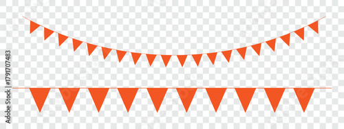 Vector party celebration elements: bunting, flags, confetti, and streamers for festive events. Colorful Bunting Decoration Illustration, Colorful festive bunting banner, colorful pennant flag banner. 