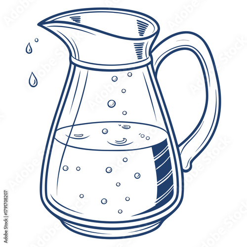 Illustration of a glass pitcher filled with water