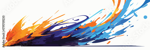 炎と水のダイナミックな衝突が織りなす抽象的なベクターアート