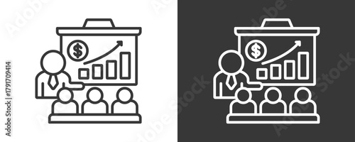 Presentation Icon Set Vector Collection Isolated In Black And White