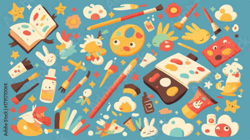 創造性を刺激するカラフルなアートとクラフトのベクターイラスト素材集