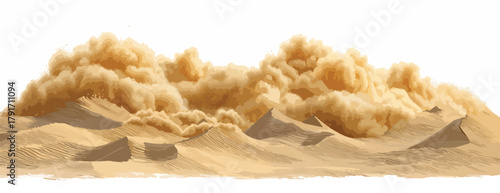 砂漠を襲う激しい砂嵐のベクターイラスト