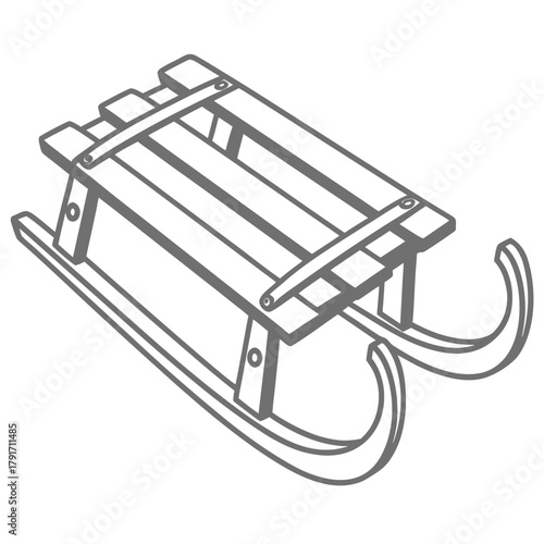 Illustration of a wooden sled with metal runners