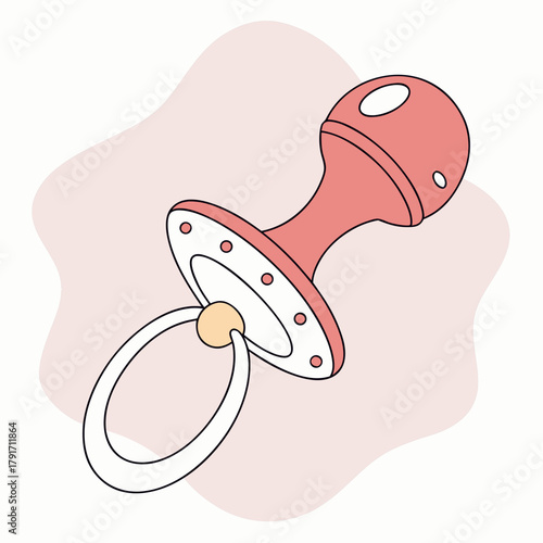 Illustration of a pink baby pacifier