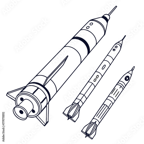 Illustration of three rockets