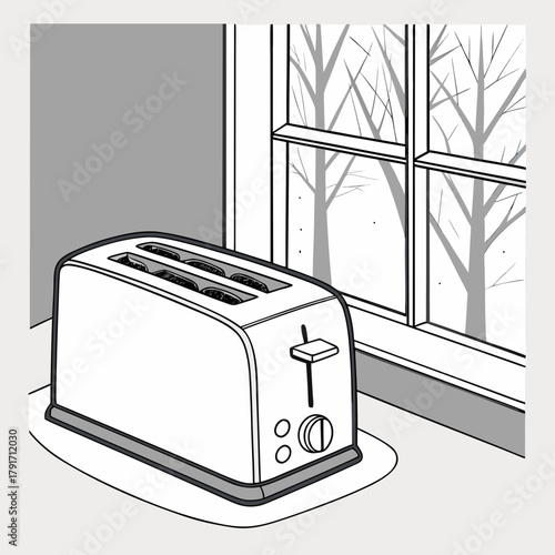 White toaster near window