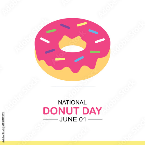 National donut day in cartoon style. Simple and elegant vector design. Sweet food. 
