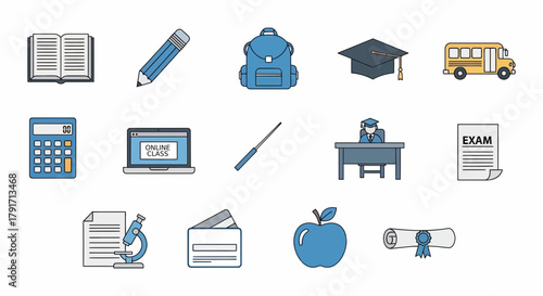 Education learning school supplies vector illustration back to school study knowledge items