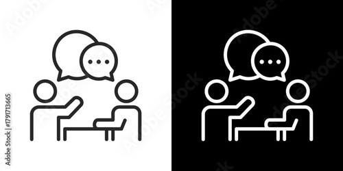 Discussion  Icon Set. Clean Line Design With Light And Dark Versions For Versatile Use. 