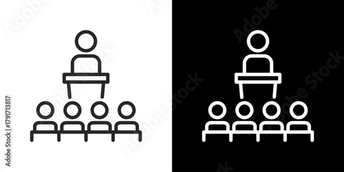 Conference  Icon Set. Clean Line Design With Light And Dark Versions For Versatile Use. 
