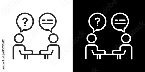 Interview  Icon Set. Clean Line Design With Light And Dark Versions For Versatile Use. 