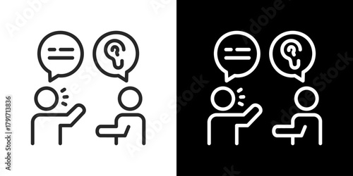 Listening  Icon Set. Clean Line Design With Light And Dark Versions For Versatile Use. 