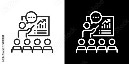 Explain  Icon Set. Clean Line Design With Light And Dark Versions For Versatile Use. 