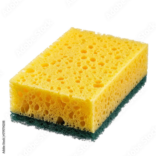 kitchen sponge for washing dishes on white transparent background