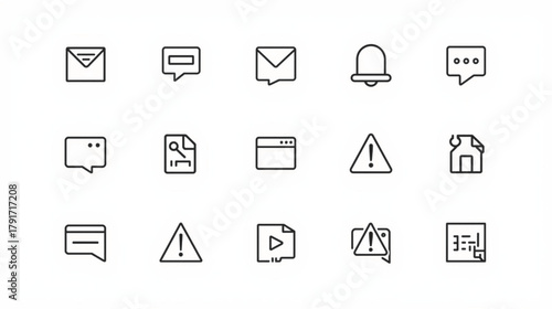 💬 Modern Message and Chat Outline Icon Set – Minimal Flat Vector Design for UI UX Dashboard & Digital Communication