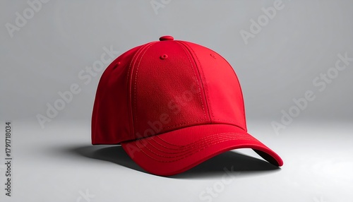Wallpaper Mural A red baseball cap sits on a gray surface, casting a soft shadow, minimalistic setting, crisp focus, studio lighting Torontodigital.ca