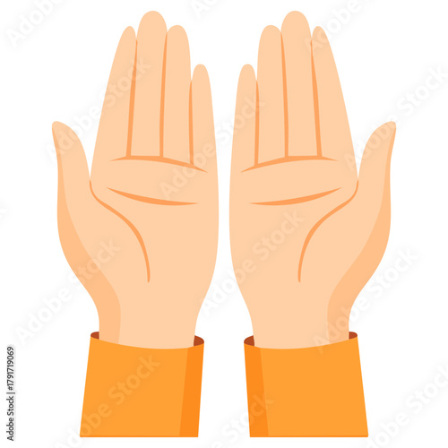 Two open praying hands palms
