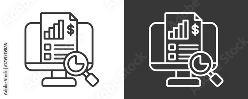 Financial Report Icon Set Vector Collection Isolated In Black And White