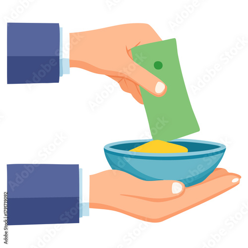 Hand giving money to beggar