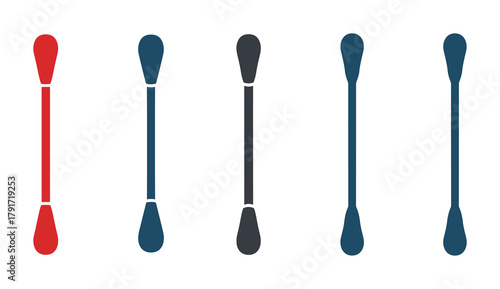 Cotton swabs set. Hygienic ear sticks. Personal care tools. Isolated on white background.