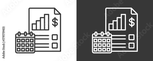 Financial Planning Icon Set Vector Collection Isolated In Black And White