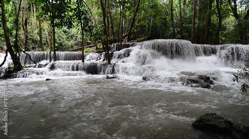 Huai Mae Khamin Waterfall on winter season, Huai Mae Khamin Waterfall Natural attractions. National Park on the Lake, Srinakarin Dam, Kanchanaburi, Thailand 
