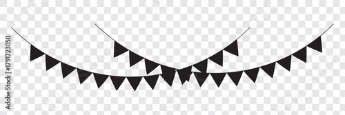 Carnival garland with flags. Decorative colorful party pennants for birthday celebration, festival and fair decoration. Vector illustration. EPS 10. Black Good collection Design. 