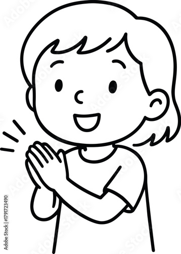 Happy child clapping hands with joyful expression