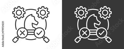 Strategic Management Icon Set Vector Collection Isolated In Black And White