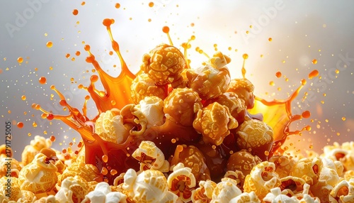 Popcorn cascade with caramel splash