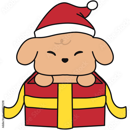 Cartoon Puppy in Gift Box