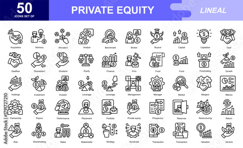 Private equity theme iconset