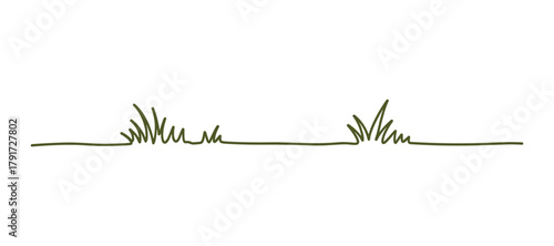 Simple green grass line art for ground elements landscape nature doodle drawing style illustration