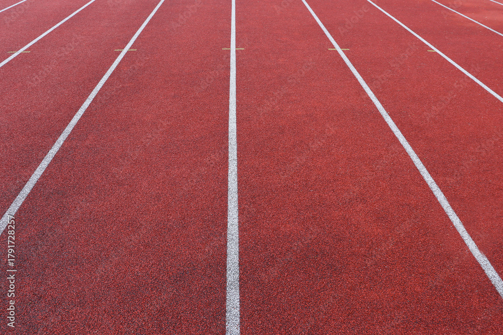 Fototapeta premium Red running track with markings.