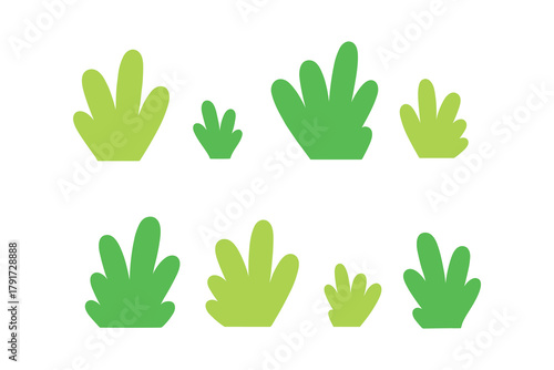 Various shades of green bushes and plants for garden design and landscape elements.