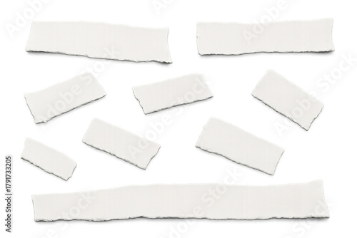 Wallpaper Mural Torn paper strips set displaying rough edges, blank notes and ripping texture, with soft shadow on transparent background Torontodigital.ca
