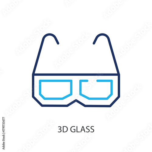 3D Glass thin line icons. Original vector illustration.