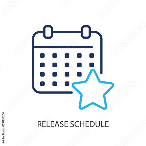 Release schedule line icons. Original vector illustration.