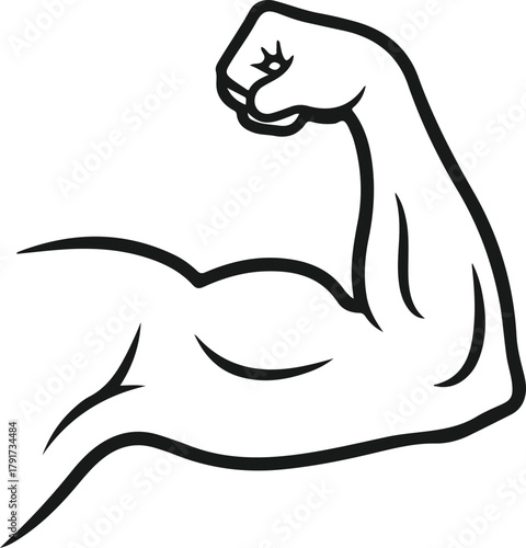 Flexed bicep arm showing muscle and strength fitness concept illustration